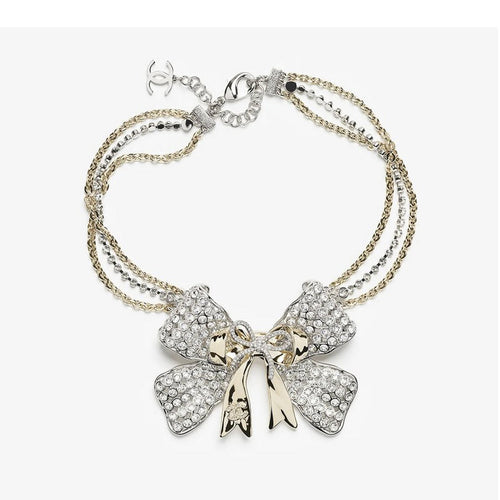 18K  Chanel 25K Bow Tie Choker Necklace